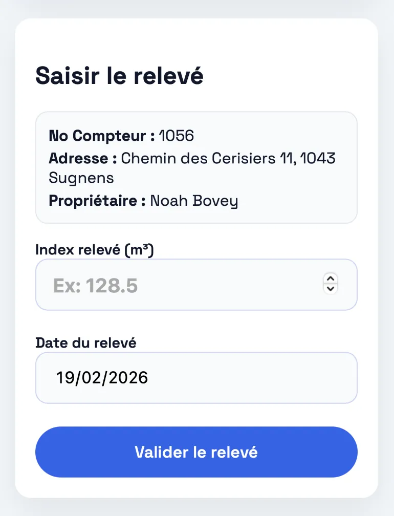 Saisie guidée sur mobile pour relever un compteur